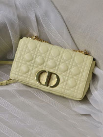 Dior original calfskin medium caro bag M9242 light yellow