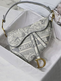 Dior original canvas saddle bag M0446 grey