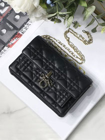 Dior original lambskin lady chain pouch S0937 black