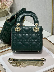 Dior original lambskin&suede mini lady dior bag M0505-3 green