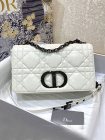 Dior original macrocannage calfskin medium caro bag M9242 white