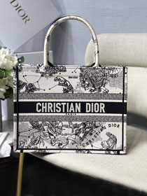 Dior original canvas medium book tote bag M1296 black&white