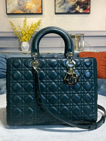 Dior original lambskin large lady dior bag M0566 green