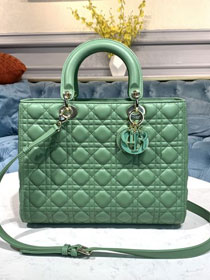 Dior original lambskin large lady dior bag M0566-2 avocado green