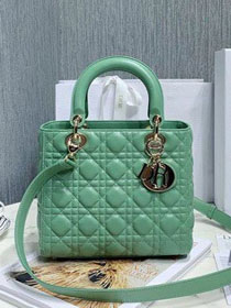 Dior original lambskin medium lady dior bag M0565 avocado green