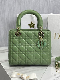 Dior original lambskin medium lady dior bag M0565-3 avocado green