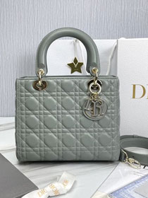 Dior original lambskin medium lady dior bag M0565-3 gray