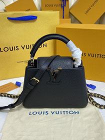 Louis vuitton original calfskin capucines mini handbag M59709 black