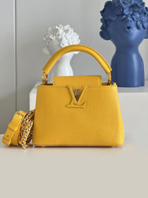 Louis vuitton original calfskin capucines mini handbag M59709 flower yellow