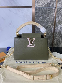 Louis vuitton original calfskin capucines mini handbag M59709 khaki green