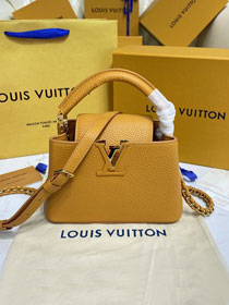 Louis vuitton original calfskin capucines mini handbag M59709 yellow