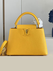 Louis vuitton original calfskin capucines mm handbag M59516 flower yellow