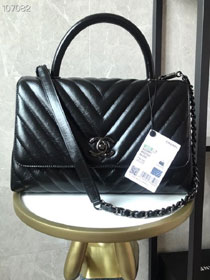 CC original aged calfskin top handle flap bag A92991 black