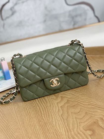 CC original lambskin mini flap bag A69900 khaki green