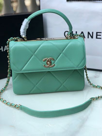 CC original lambskin top handle flap bag A92236-3 green