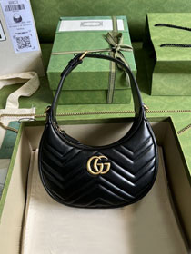 2022 GG original calfskin marmont half-moon-shaped mini bag 699514 black