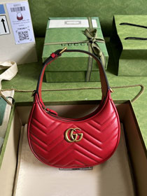 2022 GG original calfskin marmont half-moon-shaped mini bag 699514 red