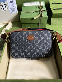 GG original denim shoulder bag 699133 blue