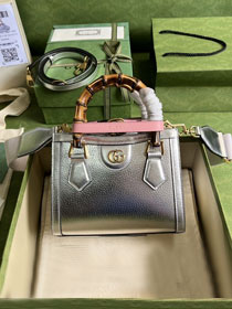 GG original calfskin diana mini tote bag 702732 silver