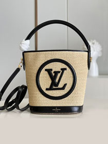 Louis vuitton raffia petit bucket bag M59961 black