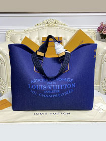 Louis vuitton original denim large shopping bag m94147 blue