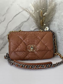 CC original python leather small flap bag bag AS1160 brown