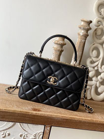 CC original lambskin top handle flap bag A92236 black