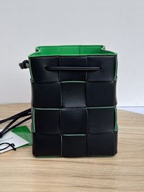 BV original lambskin cassette bucket bag 680218 black&green