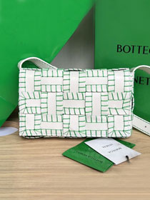 BV original lambskin cassette crossbody bag 691400 white&green