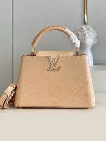 Louis vuitton original calfskin capucines BB handbag M20841 light yellow