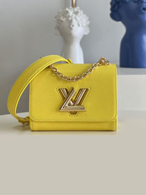 Louis vuitton original epi leather twist pm M20802 yellow