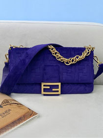 Fendi original velvet large baguette bag 8BR795 blue