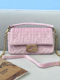 Fendi original velvet medium baguette bag 8BR600 pink