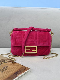 Fendi original velvet mini baguette bag 8BS017 rose red