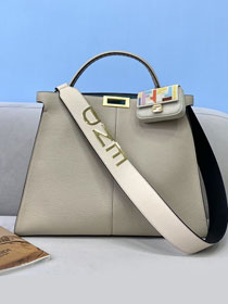 Fendi original calfskin large peekaboo Iseeu tote 7VA528 light grey