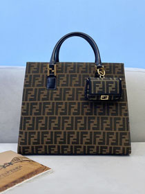 Fendi original fabric large tote bag 8BR335 brown