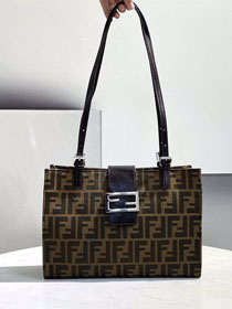 Fendi original fabric medium tote bag 8BR316 brown