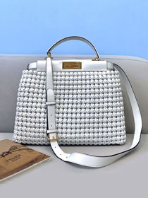 Fendi original lambskin medium peekaboo bag 8BN240 white