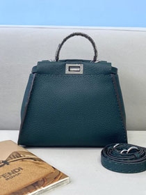 Fendi original calfskin small peekaboo bag 8BN244 dark green