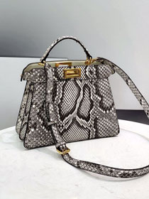 Fendi original python leather small peekaboo ISeeU bag 8BN327 grey