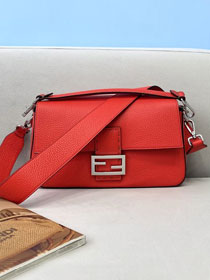 Fendi original grained calfskin medium baguette bag 8BR600 red