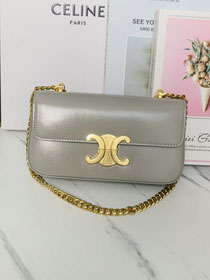 Celine original calfskin triomphe chain shoulder bag 197993 grey