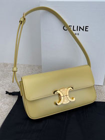 Celine original calfskin triomphe shoulder bag 194143 yellow