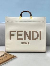 Fendi original calfskin large sunshine shopper bag 8BH372 white