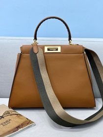 Fendi original calfskin medium peekaboo bag 8BN240 brown