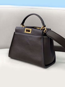 Fendi original calfskin small peekaboo bag 8BN244 dark coffee