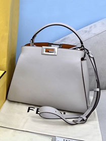 Fendi original calfskin small peekaboo bag 8BN255 light grey