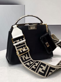 Fendi original python&calfskin small peekaboo bag 8BN255 black