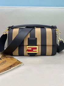 Fendi original suede medium baguette bag 8BR600 black&apricot