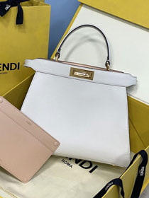 Fendi original calfskin medium peekaboo ISeeU bag 8BN321 white